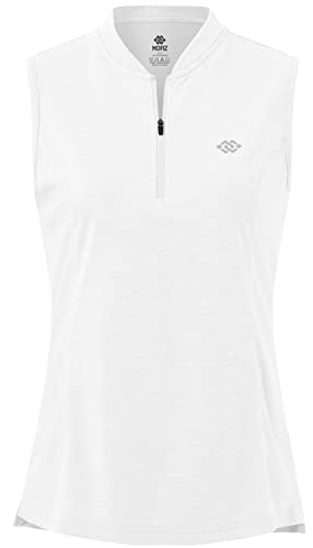 MoFiz Polo ärmelloses Shirt Damen Sporttop Leichte Atmungsaktive Sommershirts Weiß S von MoFiz