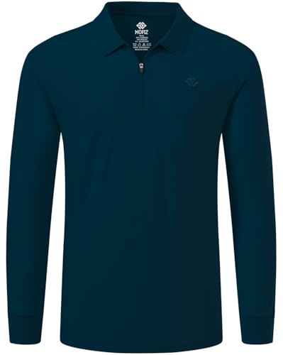 MoFiz Polohemd Herren Langarm Polo Shirt Baumwolle Golf Poloshirt mit Reißverschluss Dunkelgrün S von MoFiz