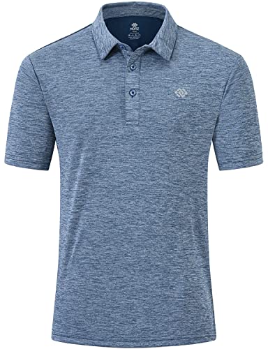 MoFiz Polohemd Kurzarm Herren Polo Arbeitsshirt Einfarbig Sommer Sonnenschutz Atmungsaktiv Sport Active Golf T-Shirt Blau S von MoFiz