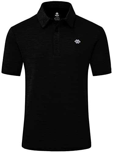 MoFiz Polohemd Kurzarm Herren Polo Arbeitsshirt Einfarbig Sommer Sonnenschutz Atmungsaktiv Sport Active Golf T-Shirt Schwarz XL von MoFiz