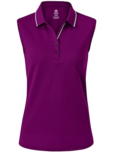 MoFiz Poloshirt Ärmellos Damen Golf Polo Sommershirts Atmungsaktiv Sport Top mit Kragen Dunkelviolett M von MoFiz