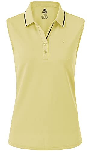 MoFiz Poloshirt Ärmellos Damen Golf Polo Sommershirts Atmungsaktiv Sport Top mit Kragen Hellgelb XS von MoFiz