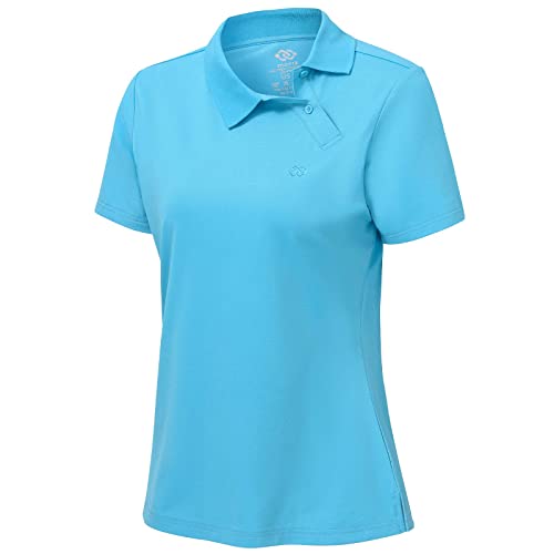 MoFiz Poloshirt Damen Kurzarm Baumwolle Polohemd Sport Polo Sommershirts Atmungsaktiv Himmelblau M von MoFiz