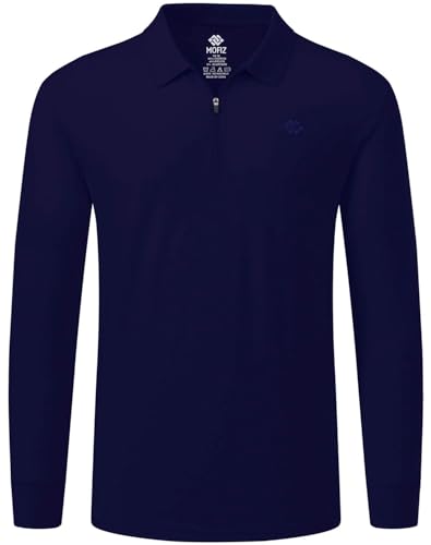 MoFiz Poloshirt Herren Langarm Polohemd Baumwolle Shirt Einfarbig Polo Golf Wintershirts mit Reißverschluss Königsblau XL von MoFiz