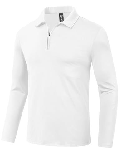 MoFiz Poloshirt Langarm Polo Herren Polohemd Mikrofleece Sportshirt Golf Polo Wintershirts Weiß XL von MoFiz