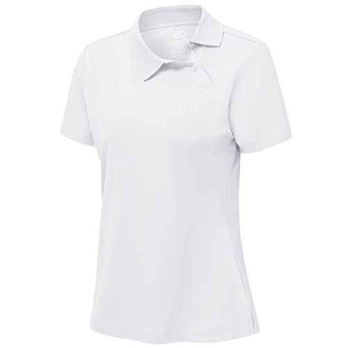 MoFiz Poloshirts Damen Kurzarm Baumwolle Poloshirt Atmungsaktive Polohemden Elegantes Sommershirt mit Kragen Weiß XXL von MoFiz