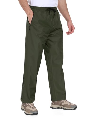 MoFiz Regenhose Herren Fahrrad Überziehhose Leichte wasserdichte Winddichte Outdoorhose Atmungsaktive Wanderhose Packbar Grün EU M von MoFiz