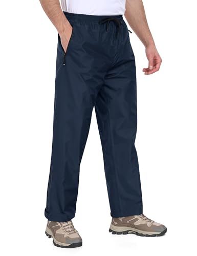 MoFiz Regenhose Herren Fahrrad Überziehhose Leichte wasserdichte Winddichte Outdoorhose Atmungsaktive Wanderhose Packbar Marineblau EU 4XL von MoFiz