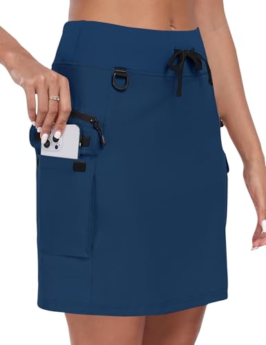 MoFiz Rock Damen Outdoor Wandern Skort Sportrock UPF 50+ Schnell Trocknend Golfrock Tennisrock mit Taschen Blau Größe EU 2XL von MoFiz
