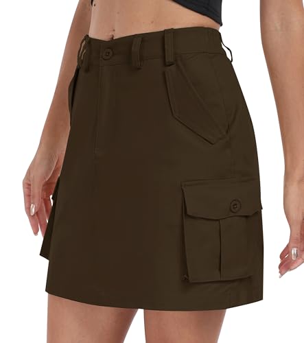 MoFiz Rock Damen Sommer Baumwolle Golfrock Tennisrock Hoher Taille Skorts für Outdoor Braun M von MoFiz