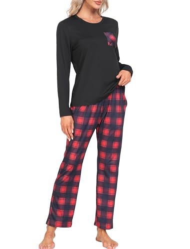 MoFiz Schlafanzug Lang Damen Baumwolle Pyjama Set Winter Zweiteiliger Sleepwear Soft Loungewear Hausanzug Nachtwäsche L von MoFiz