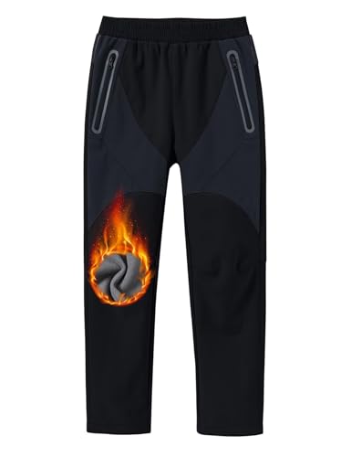 MoFiz Schneehose Kinder Skihose Trekkinghose Winddicht fleecegefütterte Jogginghose Arbeitshose Winterhose schwarz XL von MoFiz