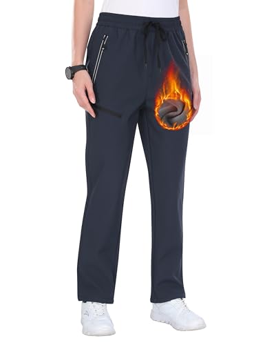 MoFiz Softshellhose Damen Winter Skihose wasserdicht Thermohose Trekkinghose für Wintersport Skifahren und Wander Dunkelgrau XL von MoFiz