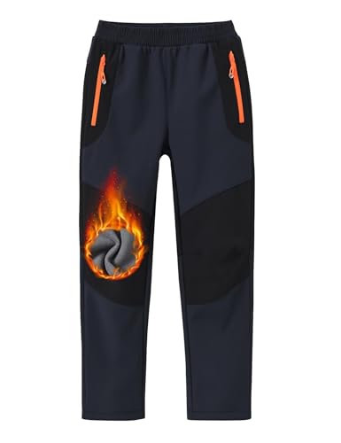 MoFiz Softshellhose Kinder Skihose Thermohose Arbeitshose Mädchen Weich Atmungsaktiv mit Tasche Grau XL von MoFiz