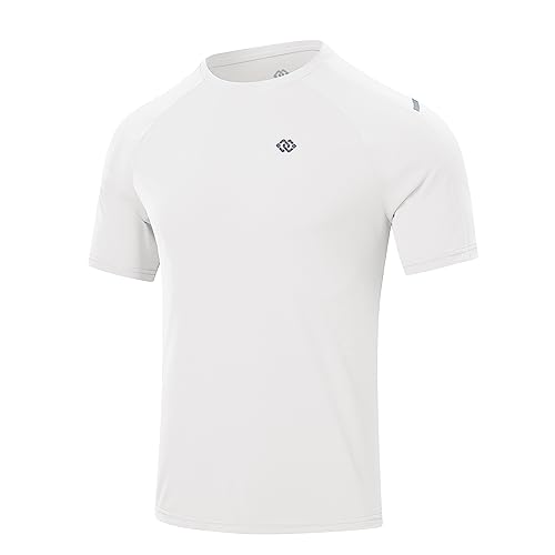 MoFiz Sport T-Shirts Herren Laufshirt Kurzarm Schnelltrocknend Fitnessshirt Atmungsaktiv Trainingsshirt Männer T-Shirts mit Rundhalsausschnitt Weiß 3XL von MoFiz