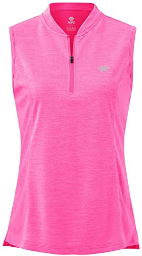 MoFiz Sport Top Damen Fitness Poloshirt ärmelloses Shirt mit Reißverschluss Rosa M von MoFiz