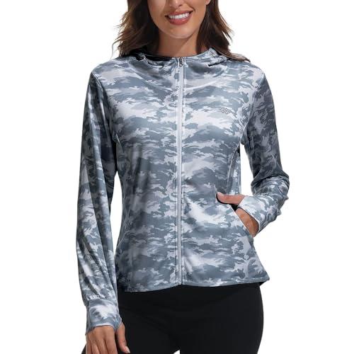 MoFiz Sportjacke Damen Laufjacke Sweatshirt Tops Fitness Langarmshirt mit Reißverschluss Grau XL von MoFiz