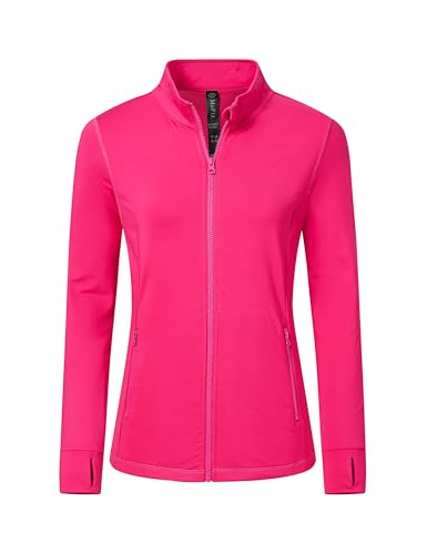 MoFiz Sportjacke Damen Leicht Trainingsjacke Mikrofleece Sweatjacke Wandershirt mit Reißverschluss Rosa-B S von MoFiz