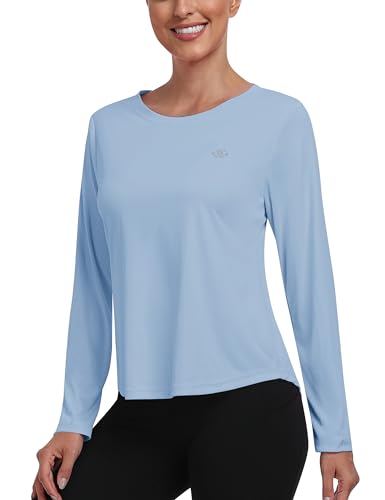 MoFiz Sportshirt Damen Langarm Activewear-T-Shirts UPF 50+ UV Schutz Langarmshirts Rashguard Blau XL von MoFiz