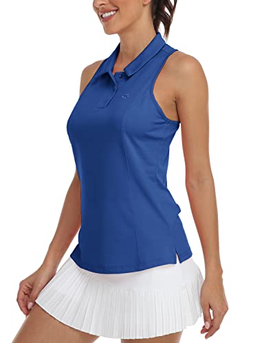 MoFiz Sporttop Damen ärmellos Baumwolle Atmungsaktiv Polokragen Golf Tennis Tops HimmelBlau M von MoFiz