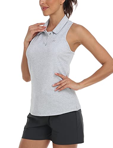 MoFiz Tank Top Damen Sport Tops für Fitness Atmungsaktiv Tanktops mit Polokragen Grau L von MoFiz