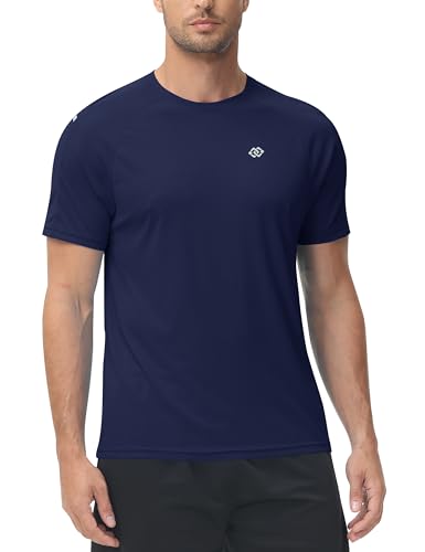 MoFiz UV Shirt Herren Wasser Schwimmshirt Schwimmen Tshirt für Surfen Schnell Trocknendes Rashguard Wandern Funktionsshirt Marine Blau EU XL von MoFiz