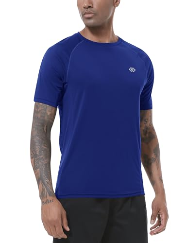 MoFiz UV Shirt Herren Wasser Schwimmshirt Schwimmen Tshirt für Surfen Schnell Trocknendes Rashguard Wandern Funktionsshirt Blauer see1 EU 2XL von MoFiz