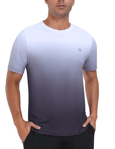 MoFiz UV Shirt Herren Wasser Schwimmshirt Schwimmen Tshirt für Surfen Schnell Trocknendes Rashguard Wandern Funktionsshirt Verlaufsfarbe Schwarz EU 3XL von MoFiz