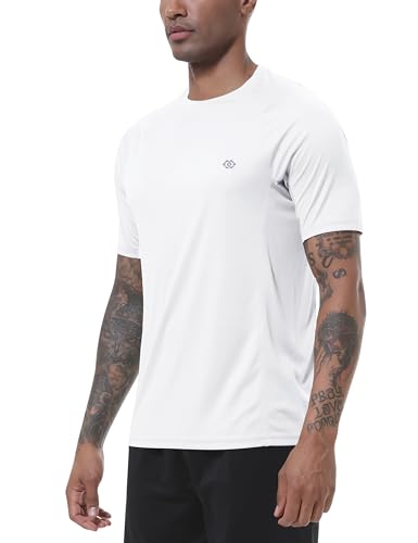 MoFiz UV Shirt Herren Wasser Schwimmshirt Schwimmen Tshirt für Surfen Schnell Trocknendes Rashguard Wandern Funktionsshirt weiß1 EU 4XL von MoFiz