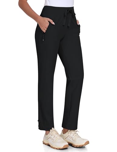 MoFiz Wanderhose Damen Jogginghose Leichte Cargohose Atmungsaktiv Trekkinghose Workout Wasserdicht Casual Outdoorhose Schwarz-A M von MoFiz