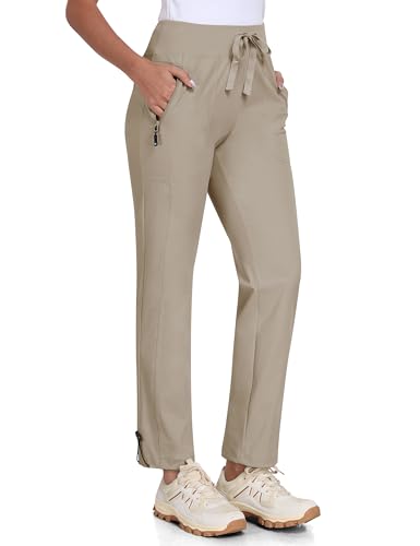 MoFiz Wanderhose Damen Leichte Cargohose Atmungsaktiv Trekkinghose Workout Wasserdicht Winddicht Casual Outdoorhose Khaki-A M von MoFiz