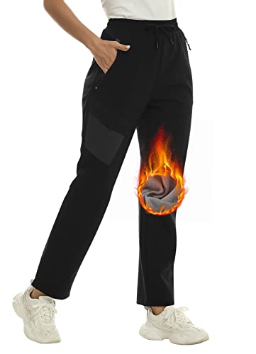 MoFiz Wanderhose Outdoorhosen für Damen Softshellhose Warme Arbeitshose für Winter Schwarz 3XL von MoFiz