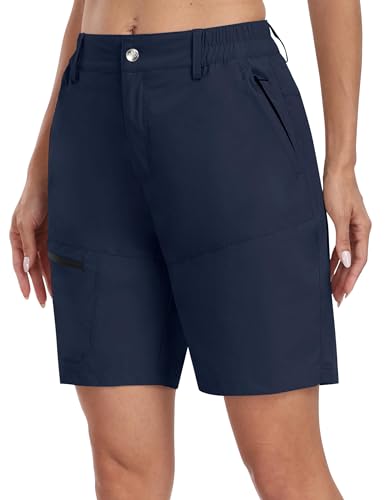 MoFiz Wandershorts Damen Sommer Bermuda Cargo Shorts elegant Trekking Cargohose Arbeitshose Blau-B M von MoFiz