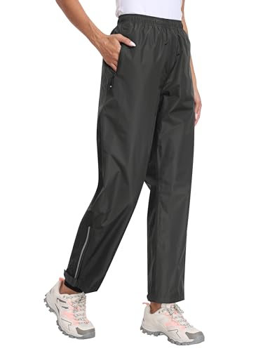 MoFiz Wasserdicht Hose Damen Überziehhose Fahrrad Regenhose Leichte Packbar Hose Winddicht Outdoorhose Wanderhose Trekkinghose Trekkinghose Dunkelgrau Größe EU M von MoFiz