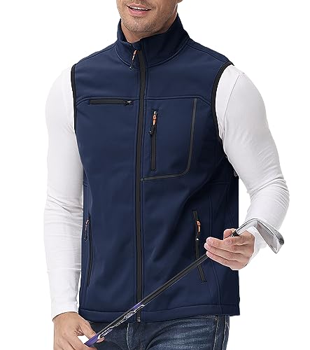 MoFiz Weste Herren Fleece Wärme Ärmellose Jacke Full Zip Softshellweste mit Taschen Blau-81 3XL von MoFiz