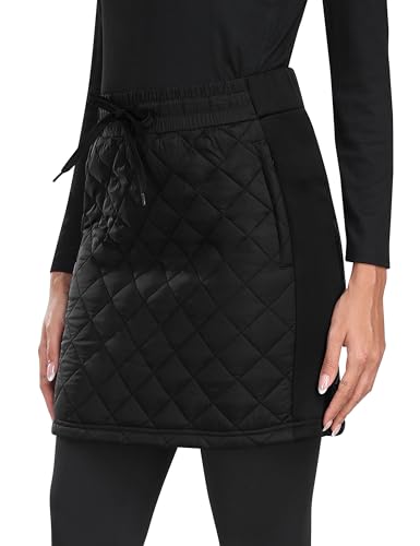 MoFiz Winterrock Thermo Outdoor Sportrock Wasserdicht Golf Rock Leichter Daunenstoff für Komfort Activewear Röcke Schwarz-B EU 3XL von MoFiz