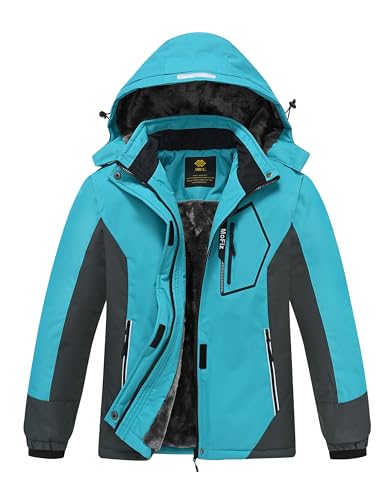 Skijacke mädchen winterjacke warm winddicht wanderjacke fleece outerwear jackets snow wear mit mit reflektierenden Blau L von MoFiz