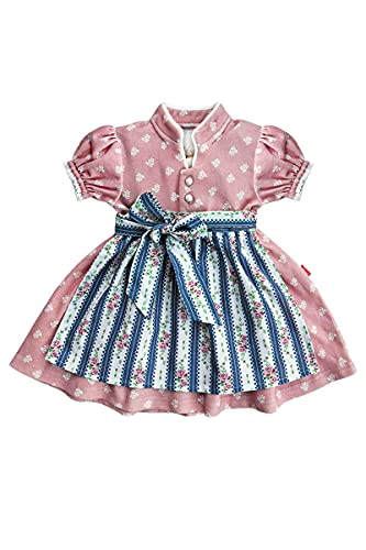 MoGo Baby - Mädchen Baby-Dirndl rosa mit Schürze blau, ROSA, 50/56 von MoGo