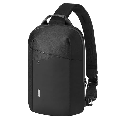 MoKo EDC Sling Bag für Neue 13 Zoll iPad Air M3 2025, iPad Pro M4/Air M2 2024, Herren Umhängetasche für täglichen Gebrauch, Laptop Tablet Tasche für 14-Zoll MacBook Pro M4, MacBook Air M3, Schwarz von MoKo