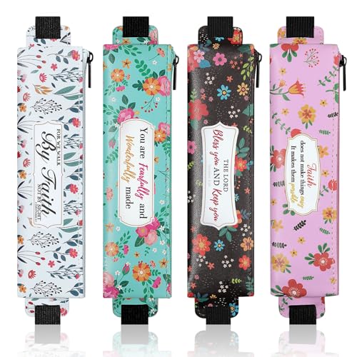 MoKo Elastische Federtasche für Notebook, 4 Stück PU Leder Federmäppchen mit verstellbarem Gummiband, Schreibwarenbeutel Stiftköcher für Planer Journale Buch für Studentin Mädchen Geschenk, Bunte von MoKo