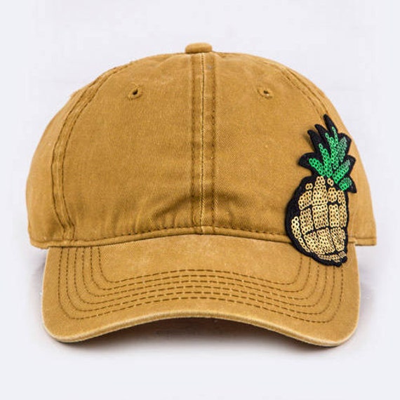 Ananas Pailletten Aufnäher Washed Cotton Cap von MoMoGoody