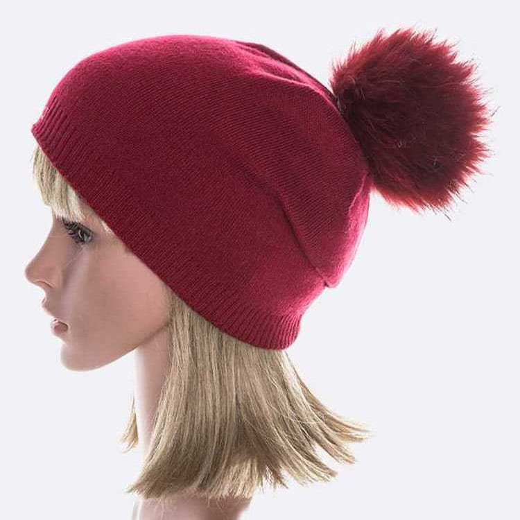 Emmez Weiche Kaschmir Pelz Bommel Mütze von MoMoGoody