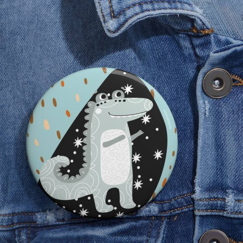 Cool Croco - Pin Button | Art To Wear Pinback 3 Sizes Designer Badge Manifesto Wear Cute Kids Party Favor von MoNimoKids