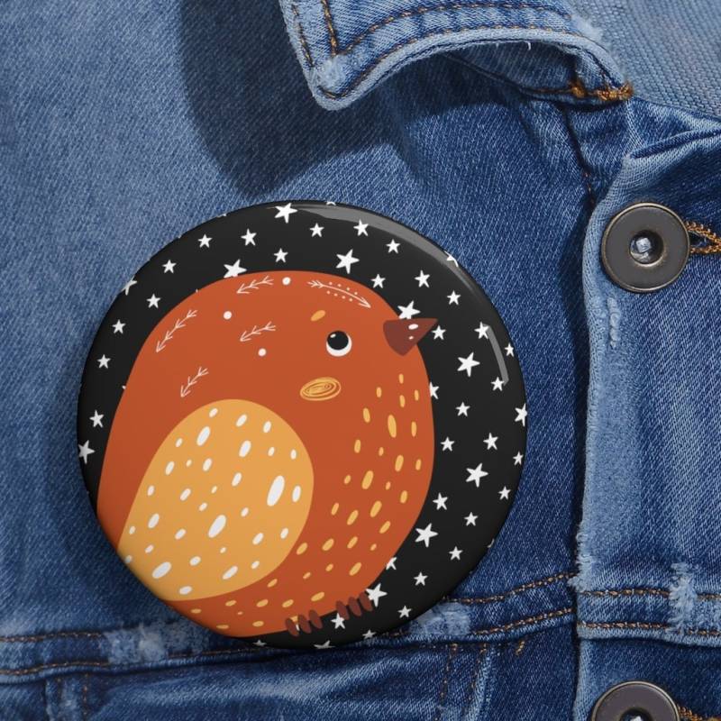 Easy Bird - Pin Button | Art To Wear Pinback 3 Sizes Designer Badge Kids Party Favor Cute von MoNimoKids