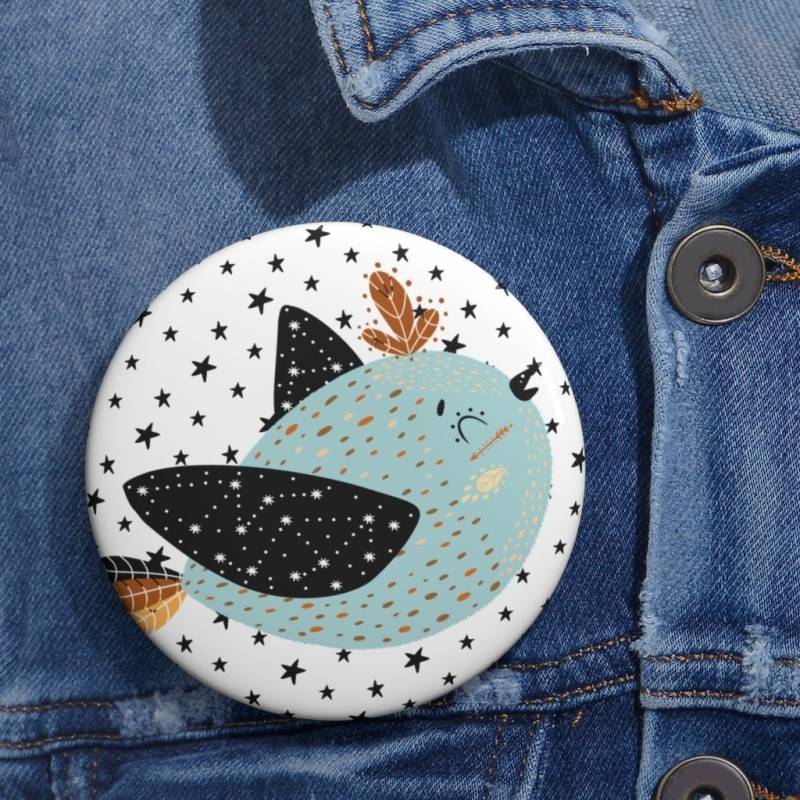 Lucky Bird - Pin Button | Art To Wear Pinback 3 Sizes Designer Badge Manifesto Wear Cute Kids Party Favor von MoNimoKids