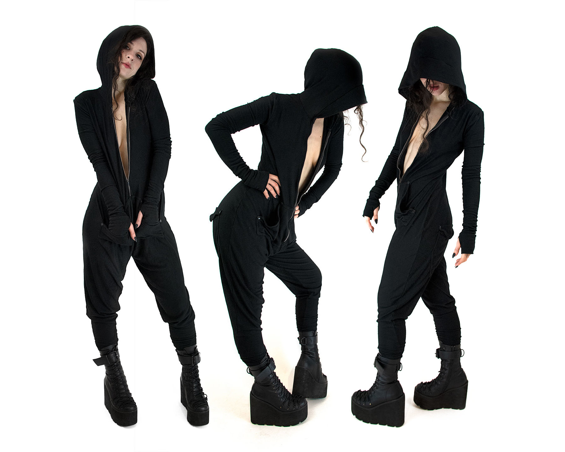Slomo Speedsuit Zip-Up Hoodie Onesie Schwarz Modal Fleece - Taschen Unisex Jumpsuit Bequem Kuschelig Weich Slomo Speedsuit Zip-Up Hoodie Onesie Schwarz Modal Fleece - Taschen Unisex Jumpsuit Bequem Kuschelig Weich von MoWestCreations
