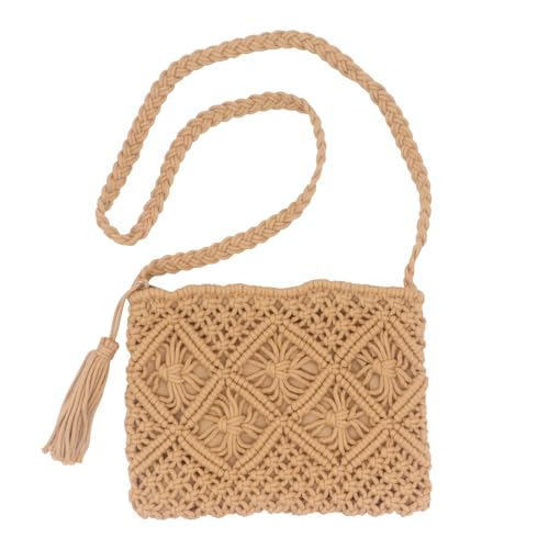 MoYouno Strohtasche Umhängetasche Damen,Retro Klein Crossbody Tasche,boho tasche damen,hohle Freizeittasche,Sommer Strandtasche zum Reise Täglicher (Khaki) von MoYouno
