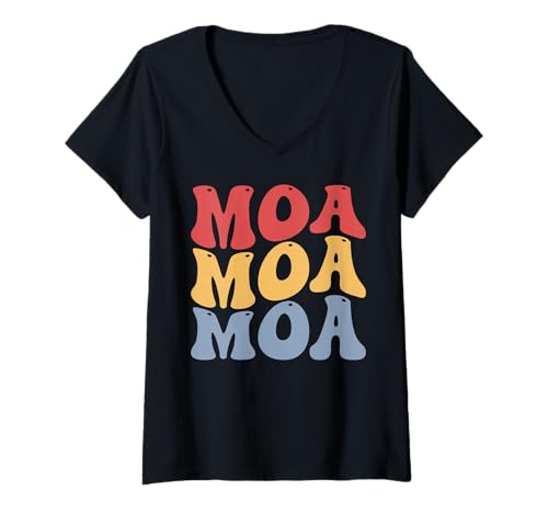 Damen Moa City Groovy Retro T-Shirt mit V-Ausschnitt Damen Moa City Groovy Retro T-Shirt mit V-Ausschnitt von Moa City Clothing