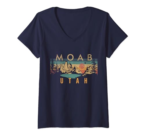 Damen Moab, Utah T-Shirt mit V-Ausschnitt von Moab Utah USA Outdoor Vintage