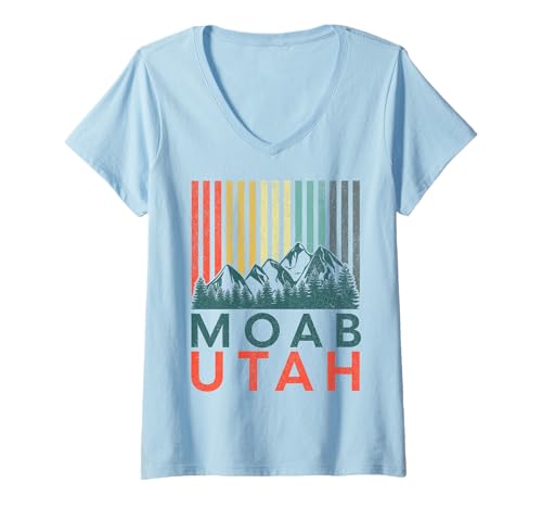 Damen Moab T-Shirt mit V-Ausschnitt von Moab Utah USA Outdoor Vintage